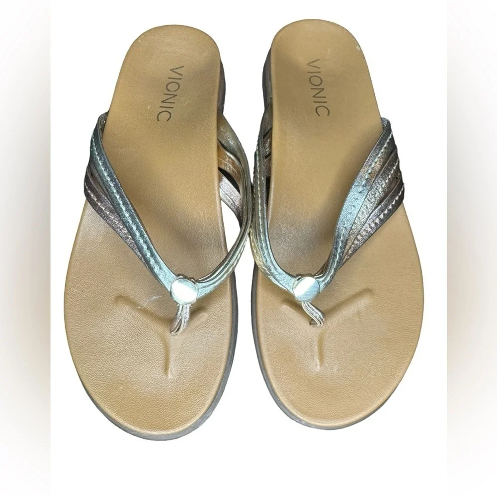 Vionic Palm Catalina Mixed Metallic Sandal size 7 Tan